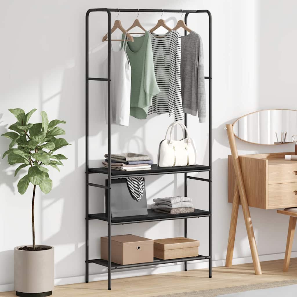 VidaXL Kleiderständer mit Regal aus schwarzer Eiche, 77 x 30 x 171 cm, fertiges Holz