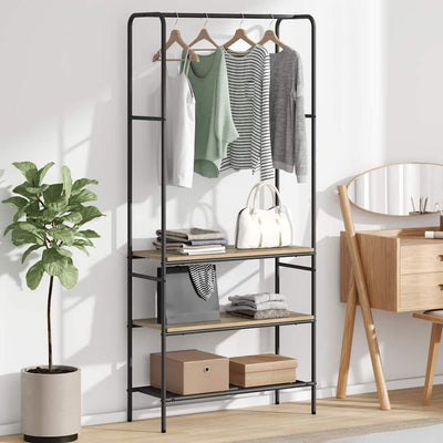 Vidaxl Kleiderständer mit Regal Sonoma-Eiche 77 x 30 x 171 cm fertiges Holz
