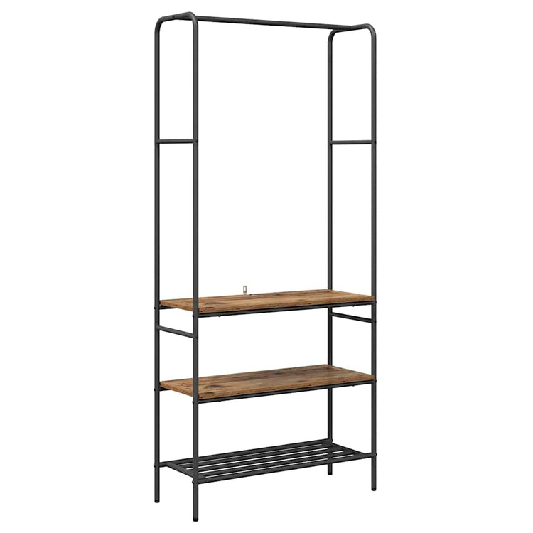 Vidaxxl Kleiderständer mit Ablage Altholz 77 x 30 x 171 cm verarbeitetes Holz
