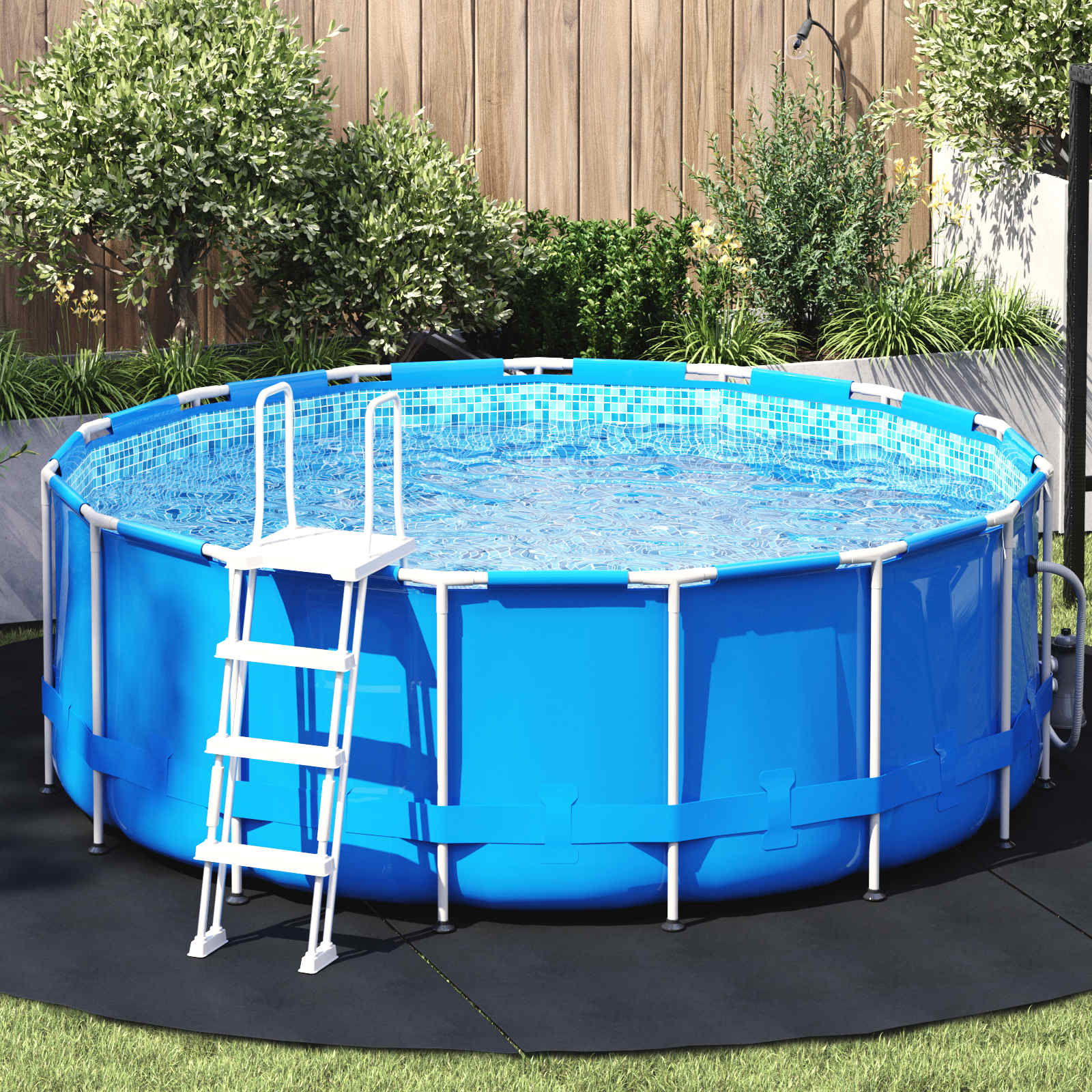 Vidaxl Schwimmbadbodenplane schwarz ø 306 cm Vliesstoff