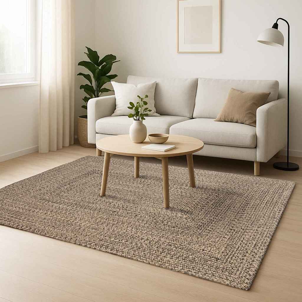 VidaXL Teppiche quadratisch Natur und Schwarz 160 x 160 cm Jute