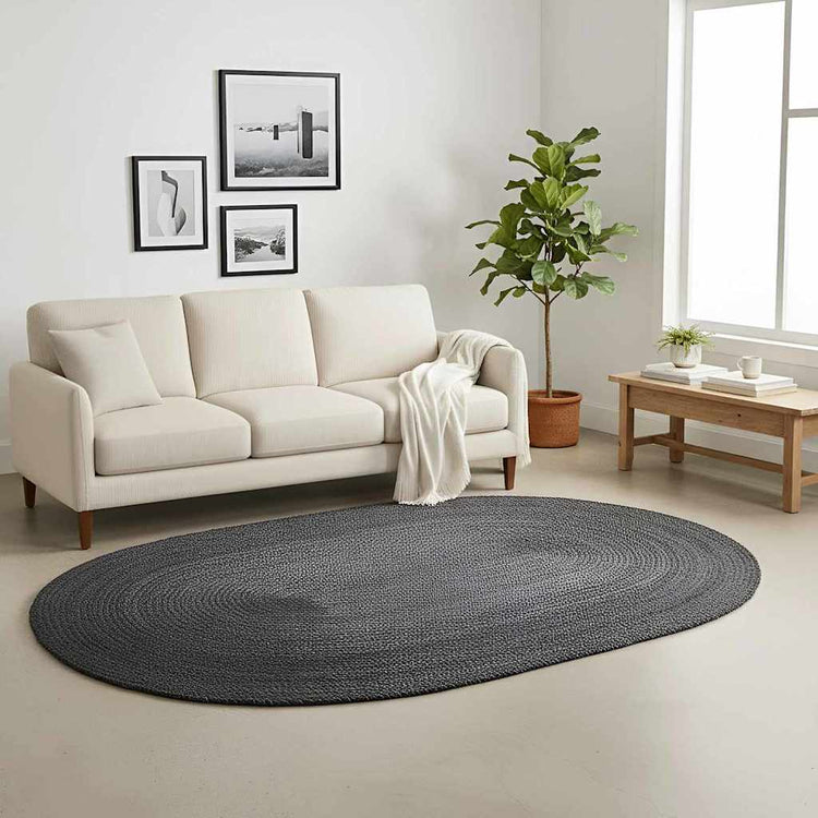 Vidaxl Teppiche oval schwarz 152 x 245 cm Jute