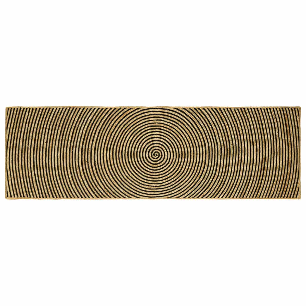Vidaxl-Teppich Natur und Schwarz 80 x 250 cm Jute