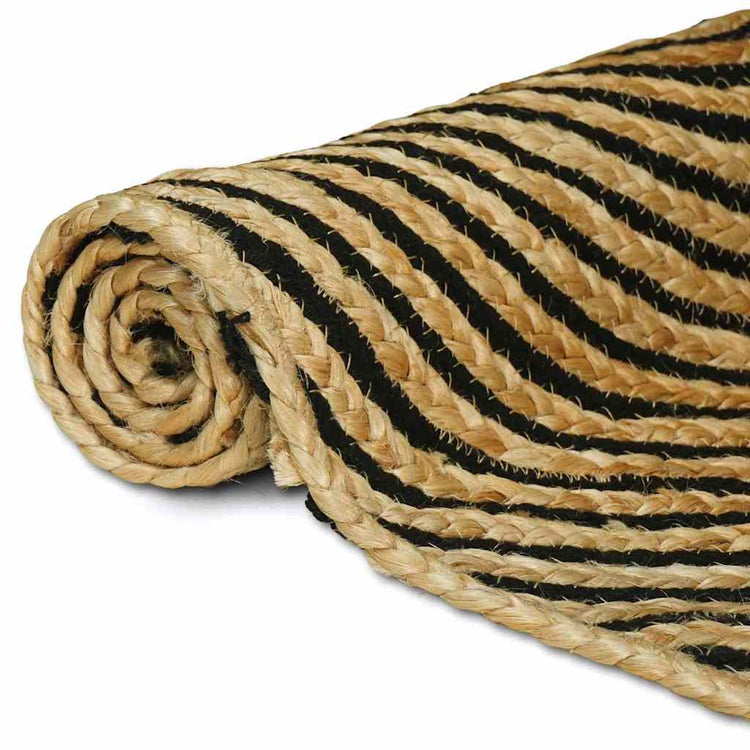 Vidaxl-Teppich Natur und Schwarz 100 x 200 cm Jute