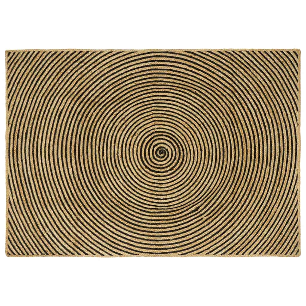 Vidaxl-Teppich natur und schwarz 120 x 170 cm Jute