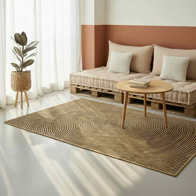 Vidaxx Teppich Natur und Schwarz 200 x 290 cm Jute
