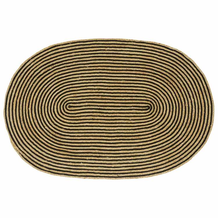 Vidaxl-Teppich natur und schwarz 100 x 152 cm Jute