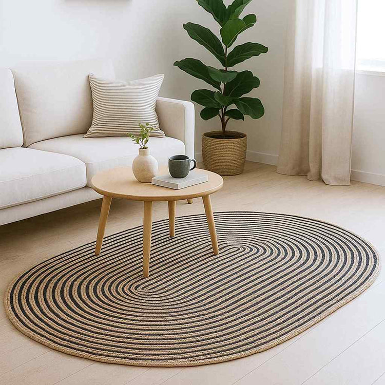 Vidaxx Teppich Natur und Schwarz 122 x 183 cm Jute