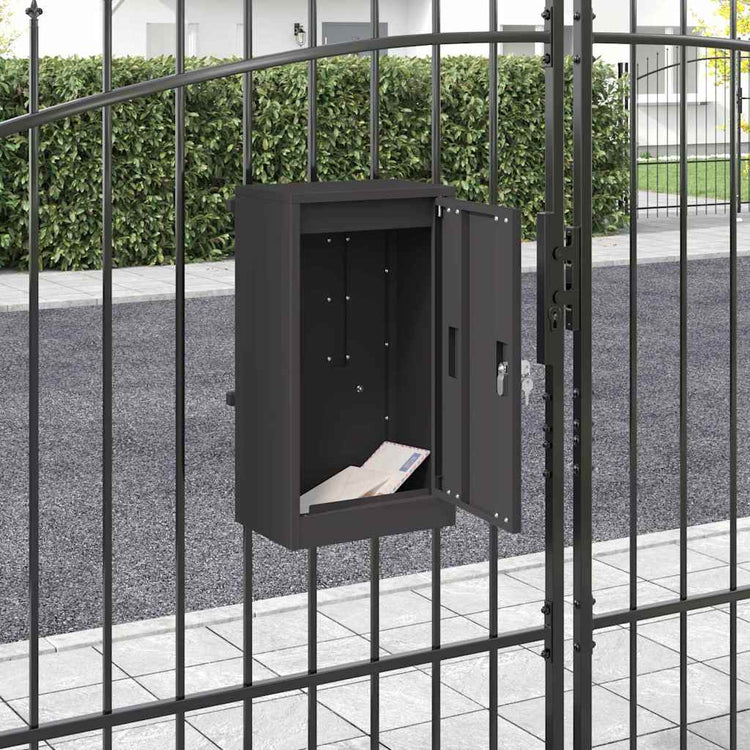 Vidaxx Briefkasten mit Aufbewahrung mit der Tür schwarz 30 x 20 x 55 cm Stahl