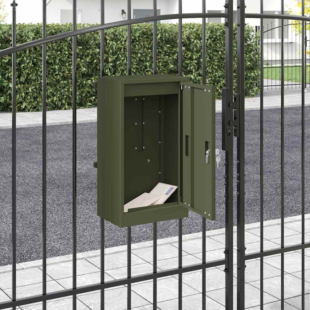 Vidaxx Briefkasten mit Aufbewahrung mit Schloss olivgrün 30 x 20 x 55 cm Stahl