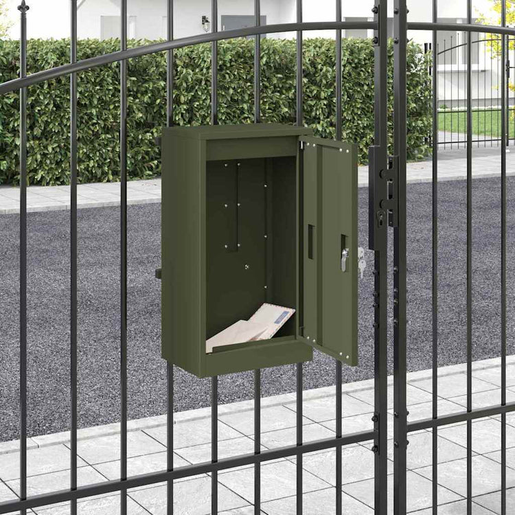 Vidaxx Briefkasten mit Aufbewahrung mit Schloss olivgrün 30 x 20 x 55 cm Stahl