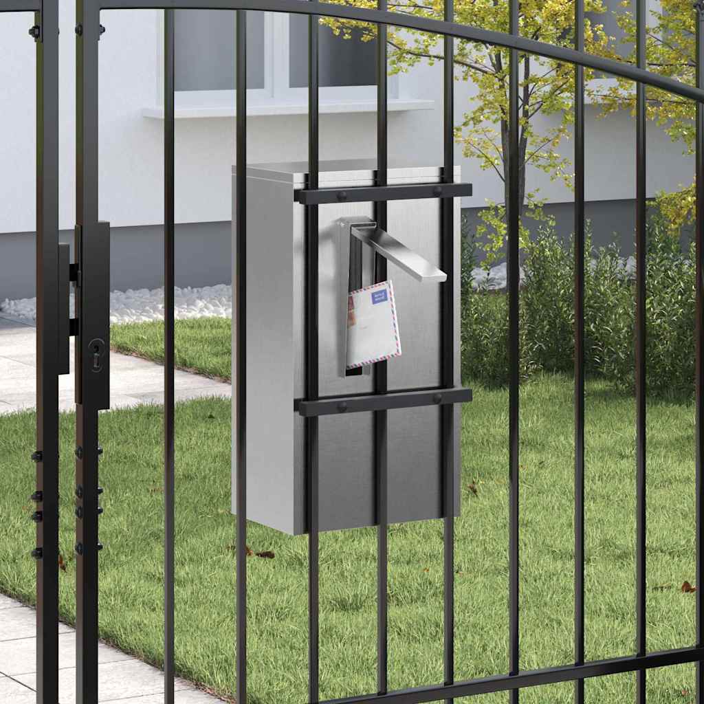 Vidaxx Briefkasten mit Aufbewahrung Silber 30 x 20 x 55 cm Edelstahl