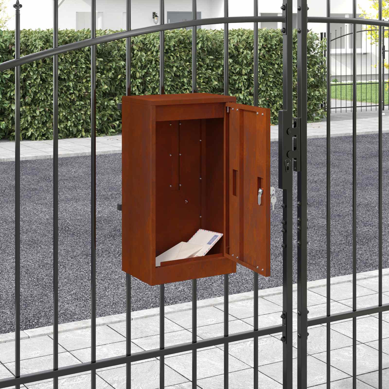 Vidaxx Briefkasten mit Aufbewahrung aus rostigem 30 x 20 x 55 cm Cortenstahl