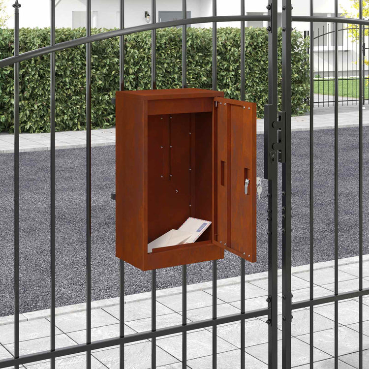 Vidaxx Briefkasten mit Aufbewahrung aus rostigem 30 x 20 x 55 cm Cortenstahl