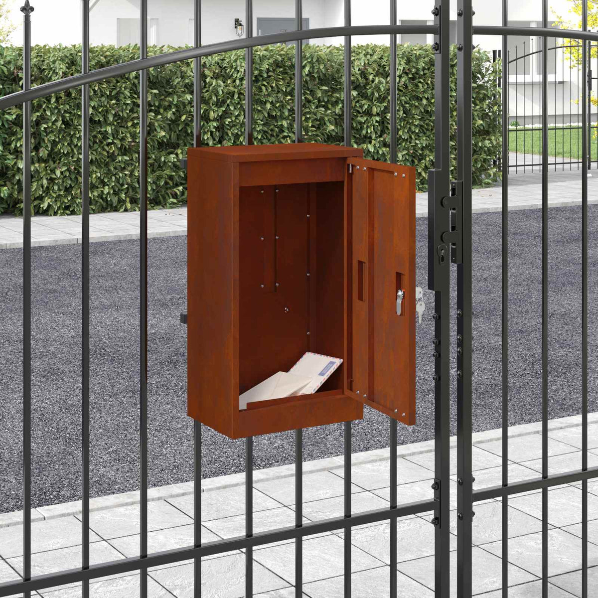 Vidaxx Briefkasten mit Aufbewahrung aus rostigem 30 x 20 x 55 cm Cortenstahl