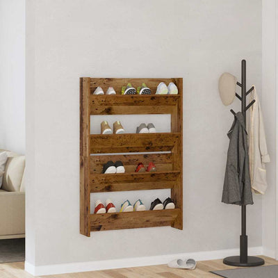 Vidaxl Schuhschrank 2 Stk. Altholz 80 x 18 x 60 cm verarbeitetes Holz