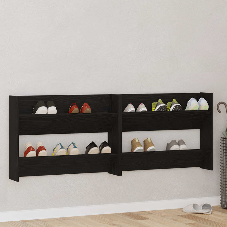 Vidaxx Schuhschrank 2 Stk. Schwarze Eiche 85 x 18 x 90 cm Holzwerkstoff