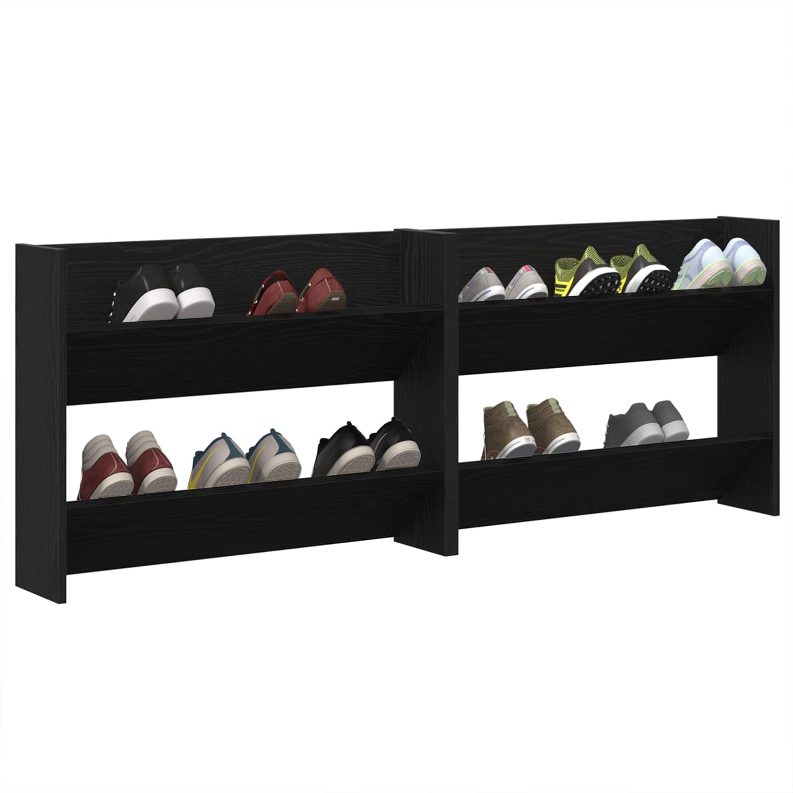 Vidaxx Schuhschrank 2 Stk. Schwarze Eiche 85 x 18 x 90 cm Holzwerkstoff