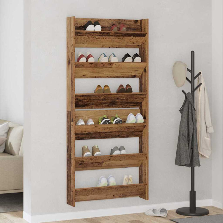 VidaXL Schuhschrank 2 Stk. Altholz 85 x 18 x 90 cm verarbeitetes Holz