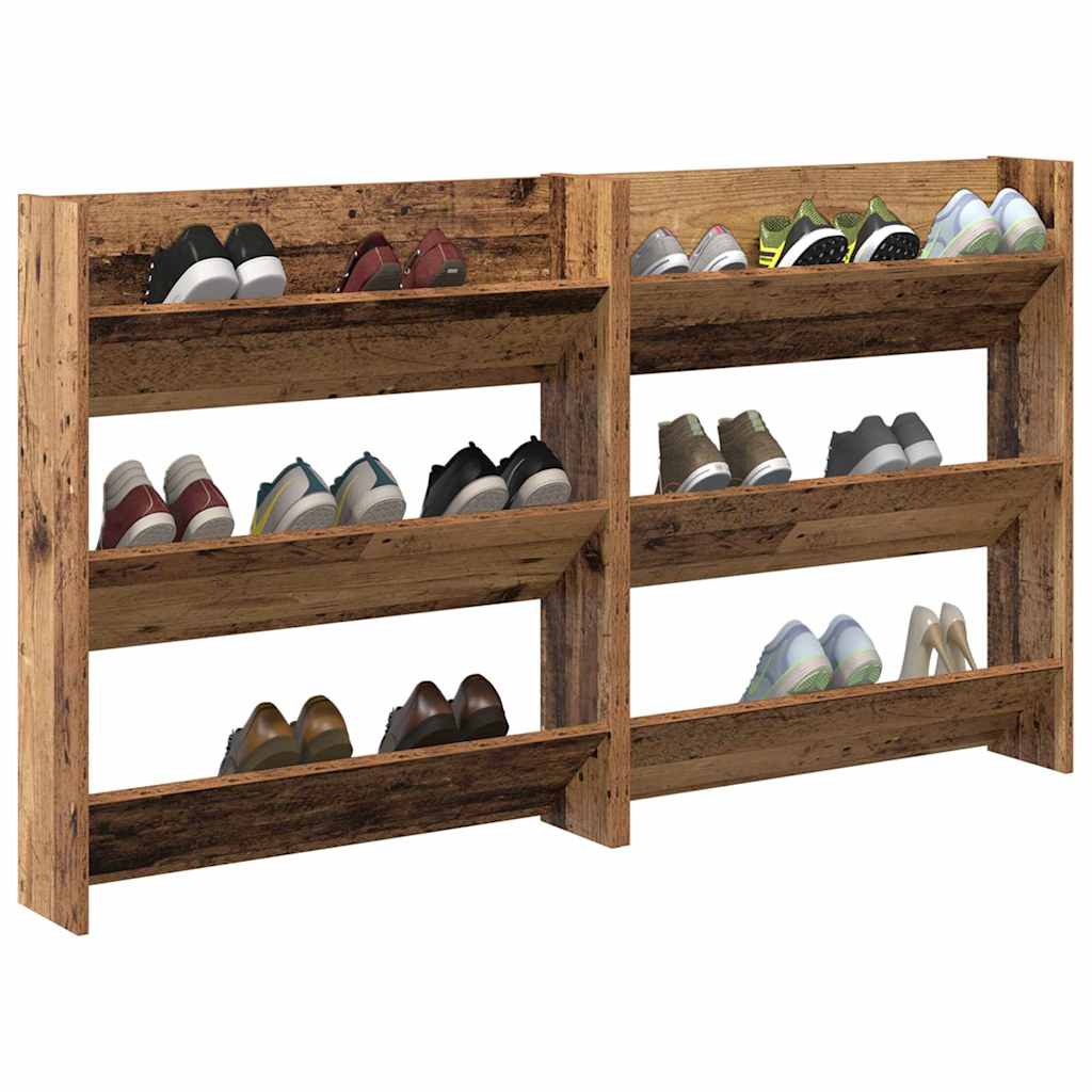 VidaXL Schuhschrank 2 Stk. Altholz 85 x 18 x 90 cm verarbeitetes Holz