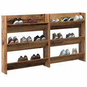 VidaXL Schuhschrank 2 Stk. Altholz 85 x 18 x 90 cm verarbeitetes Holz - afbeelding 3