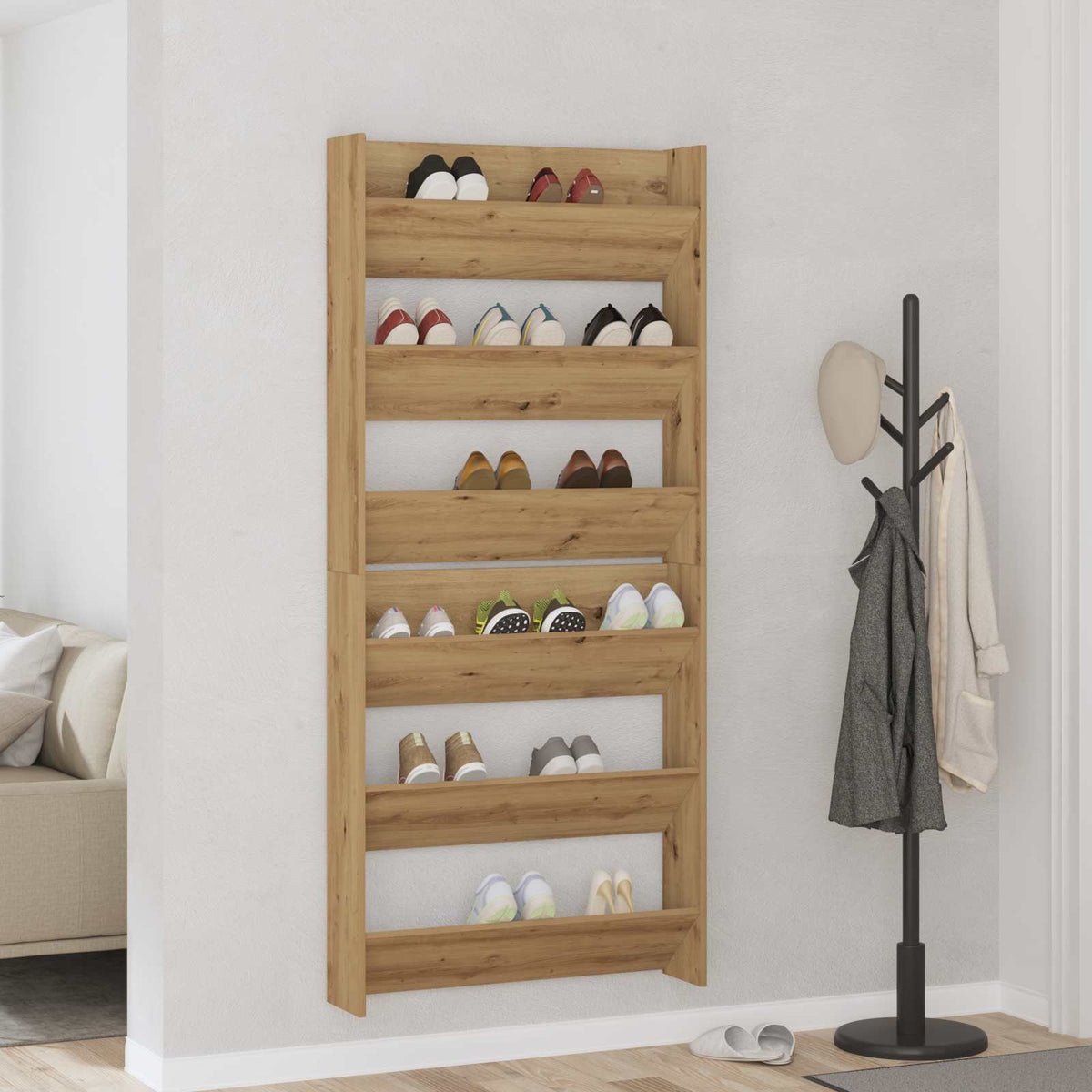 VidaXL Schuhschrank 2 Stk. Artisan Eiche 85 x 18 x 90 cm Holzwerkstoff