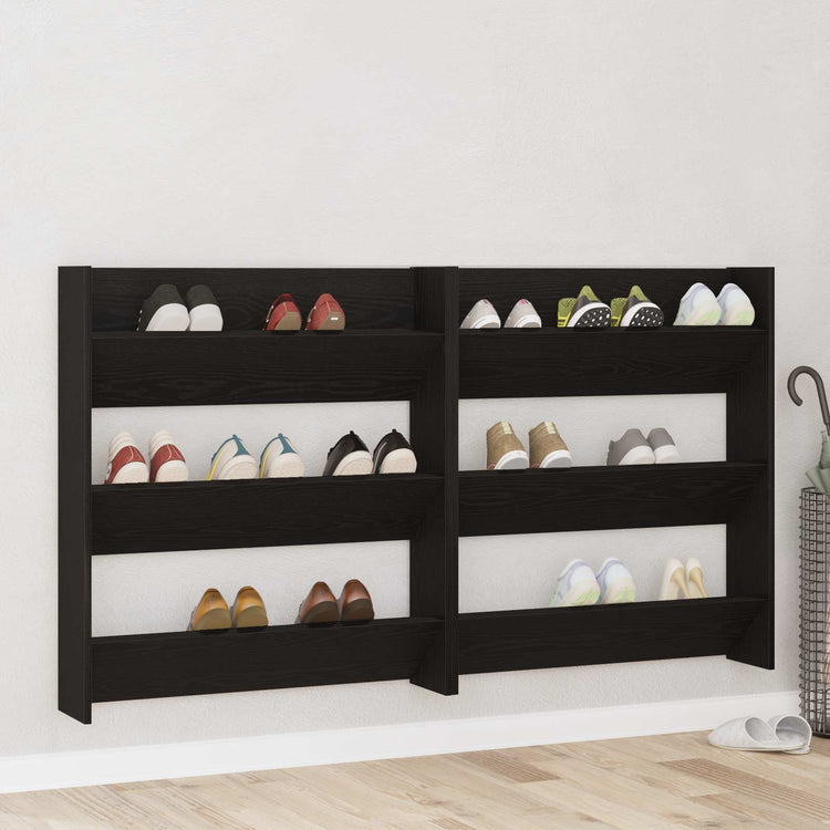 Vidaxx Schuhschrank 2 Stk. Schwarze Eiche 85 x 18 x 90 cm Holzwerkstoff