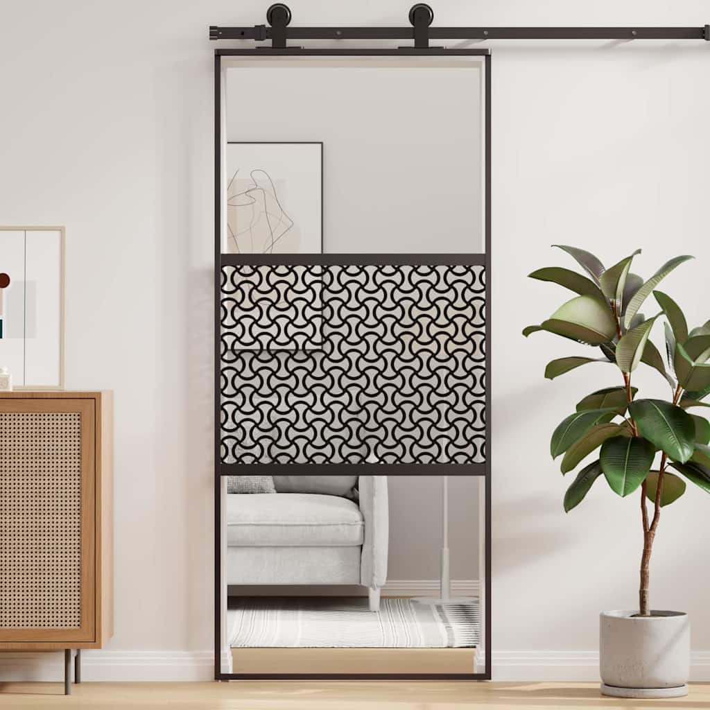 Vidaxx Glastür Durchbruch schwarz 90 x 2 x 205 cm Aluminium