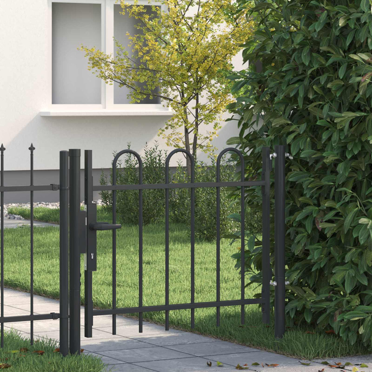 Vidaxx Zauntor mit Schloss grau 103 x 250 cm pulverbeschichteter Stahl