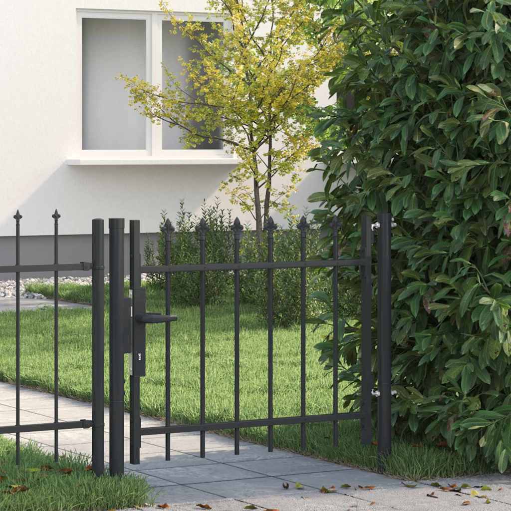 Vidaxx Zauntor mit Schloss grau 103 x 250 cm pulverbeschichteter Stahl