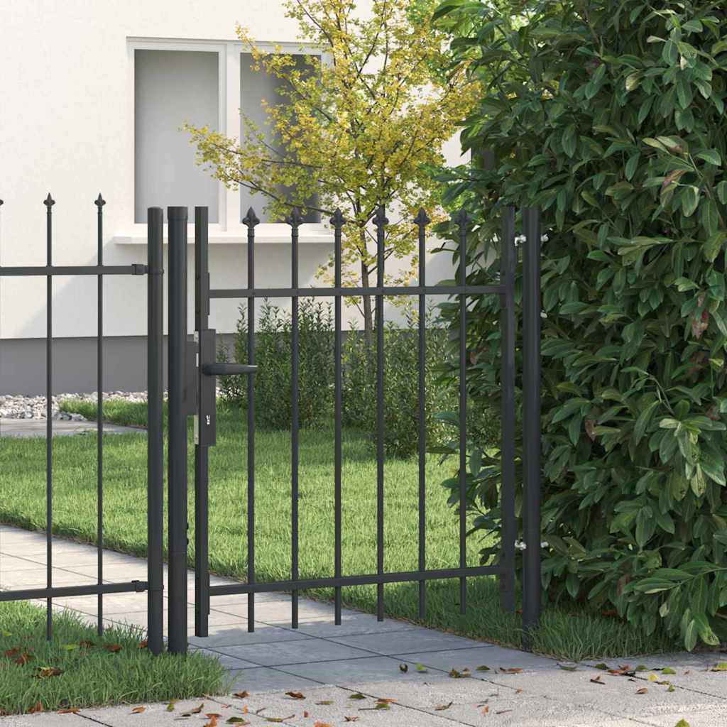 Vidaxx Zauntor mit Schloss grau 103 x 150 cm pulverbeschichteter Stahl