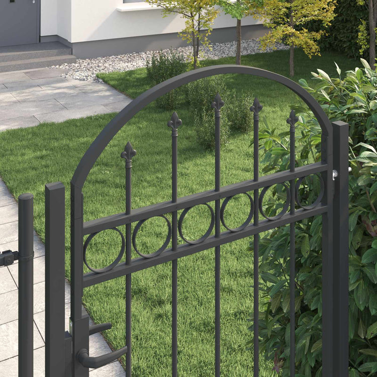 Vidaxx Zauntor mit Schloss grau 100 x 195 cm pulverbeschichteter Stahl