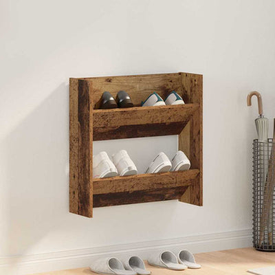 VidaXL Schuhschrank mit Regal Altholz 60 x 18 x 60 cm Holzwerkstoff