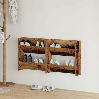 VidaXL Schuhschrank 2 Stk. Altholz 60 x 18 x 60 cm verarbeitetes Holz