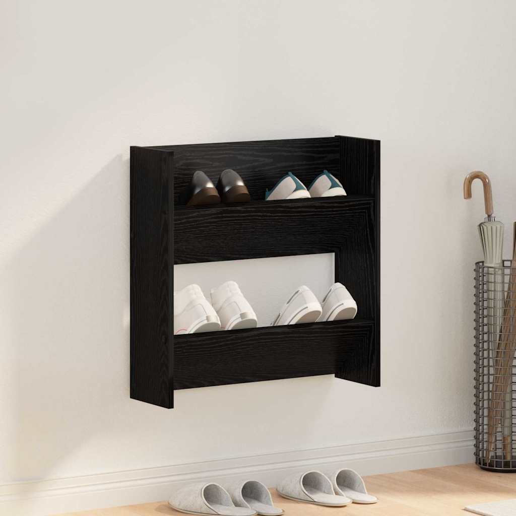 VidaXL Schuhschrank mit Regal schwarz Eiche 60 x 18 x 60 cm Holzwerkstoff