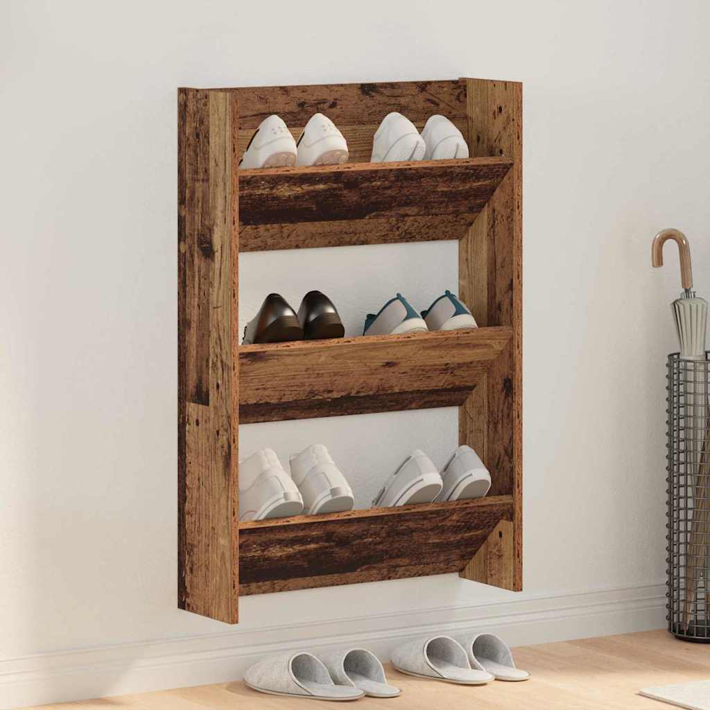 Vidaxxl Schuhschrank mit Regal Altholz 60 x 18 x 90 cm verarbeitetes Holz