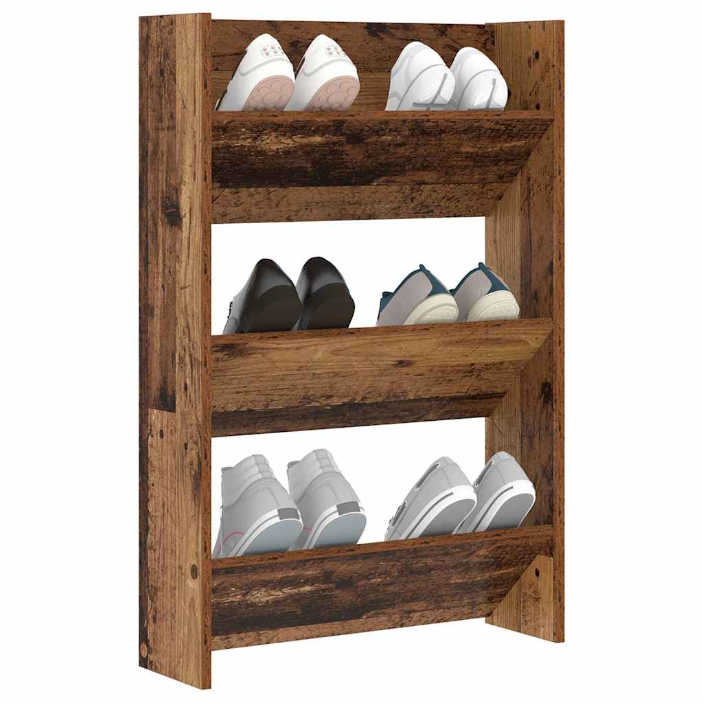 Vidaxxl Schuhschrank mit Regal Altholz 60 x 18 x 90 cm verarbeitetes Holz