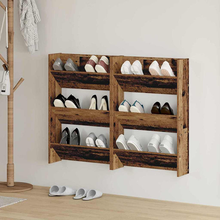 VidaXL Schuhschrank 2 Stk. Altholz 60 x 18 x 90 cm verarbeitetes Holz