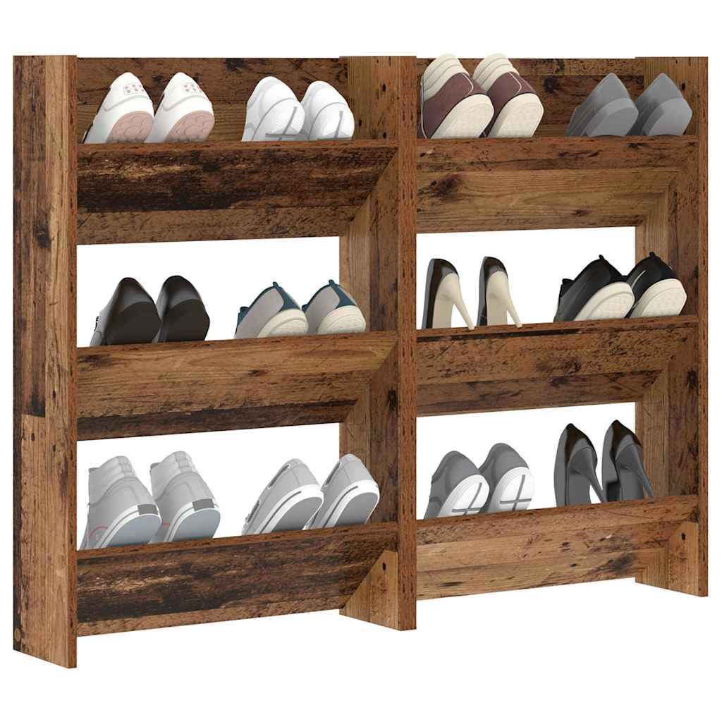 VidaXL Schuhschrank 2 Stk. Altholz 60 x 18 x 90 cm verarbeitetes Holz