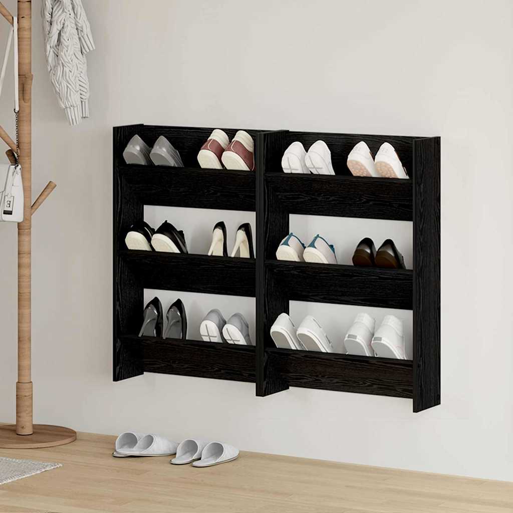 Vidaxx Schuhschrank 2 Stk. Schwarze Eiche 60 x 18 x 90 cm Holzwerkstoff