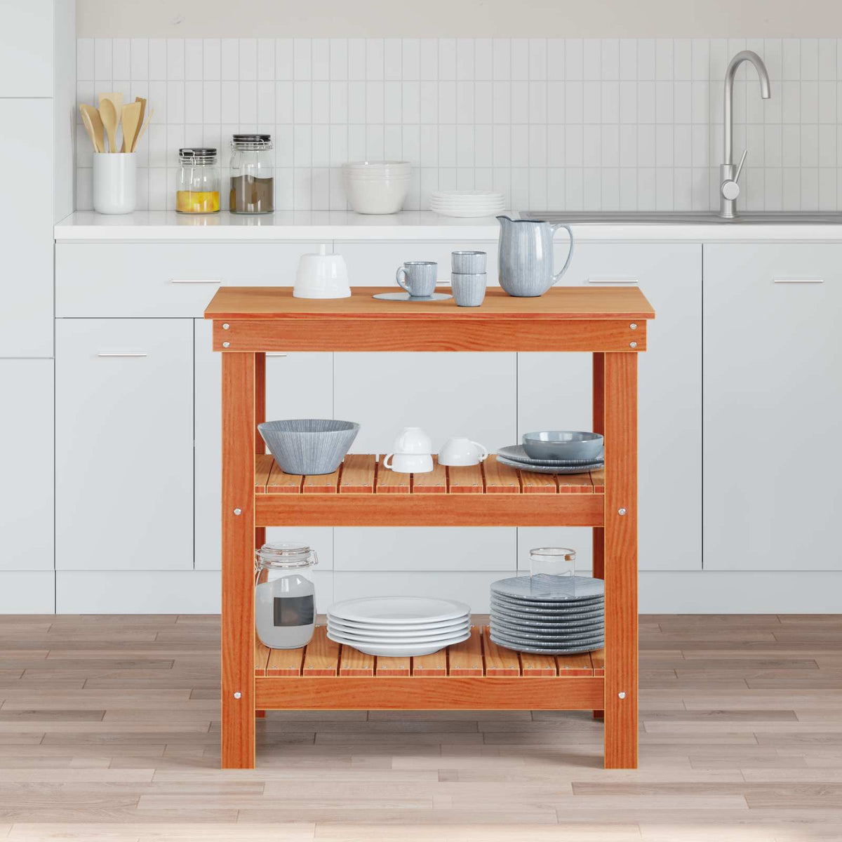 Vidaxx Werkbank Waschbraun 78,5 x 50 x 80 cm massives Kiefernholz