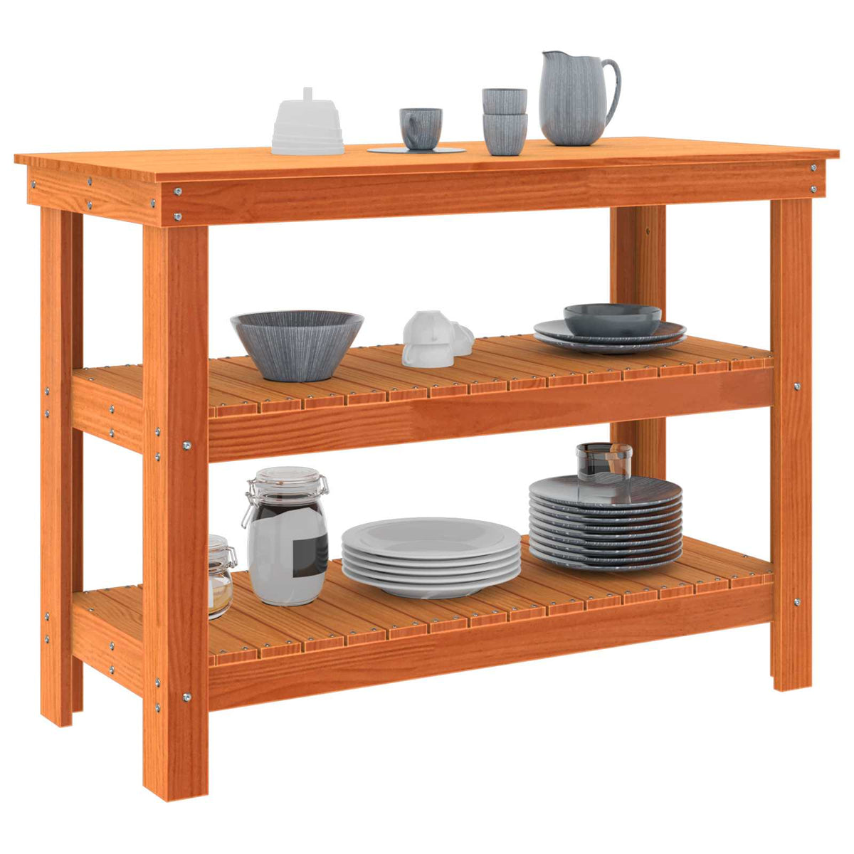 Vidaxx Werkbank Wachsbraun 110,5 x 50 x 80 cm massives Kiefernholz
