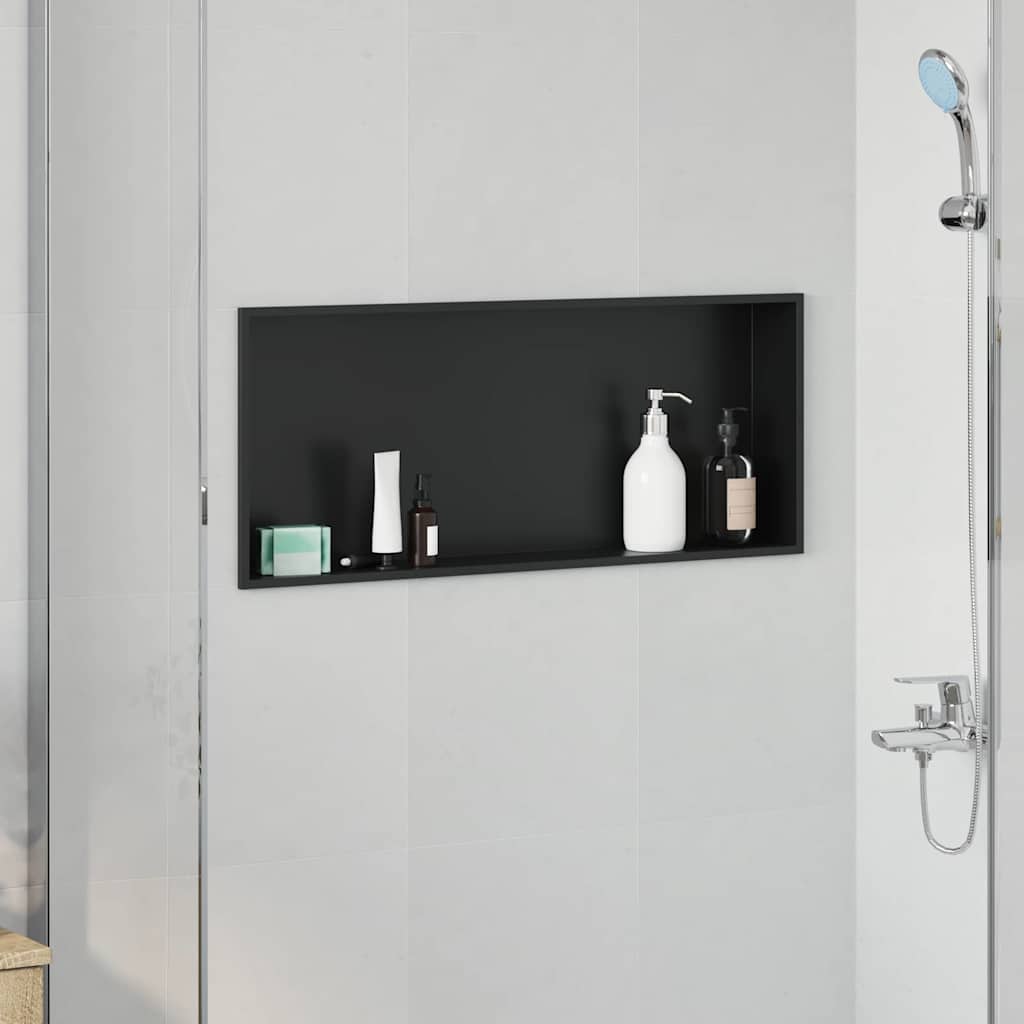 VidaXL Duschnische schwarz 75 x 30 x 9,5 cm Edelstahl