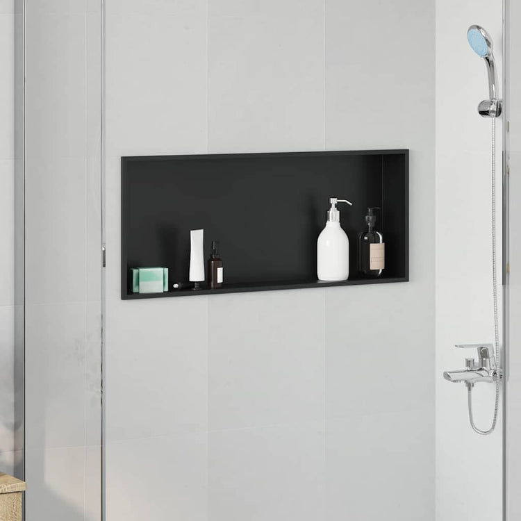 VidaXL Duschnische schwarz 75 x 30 x 9,5 cm Edelstahl