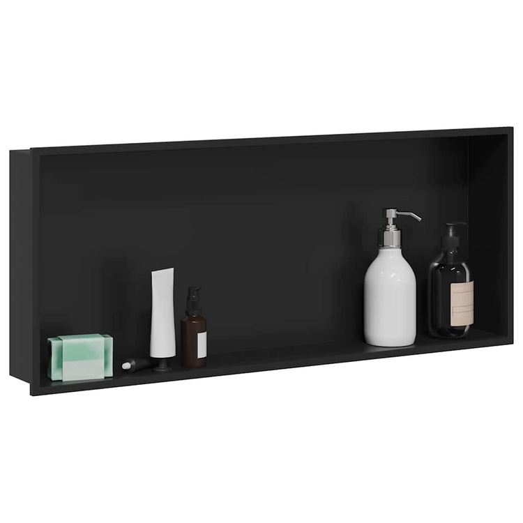 VidaXL Duschnische schwarz 75 x 30 x 9,5 cm Edelstahl