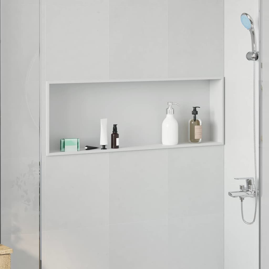 VidaXL Duschnische weiß 90 x 30 x 9,5 cm Edelstahl