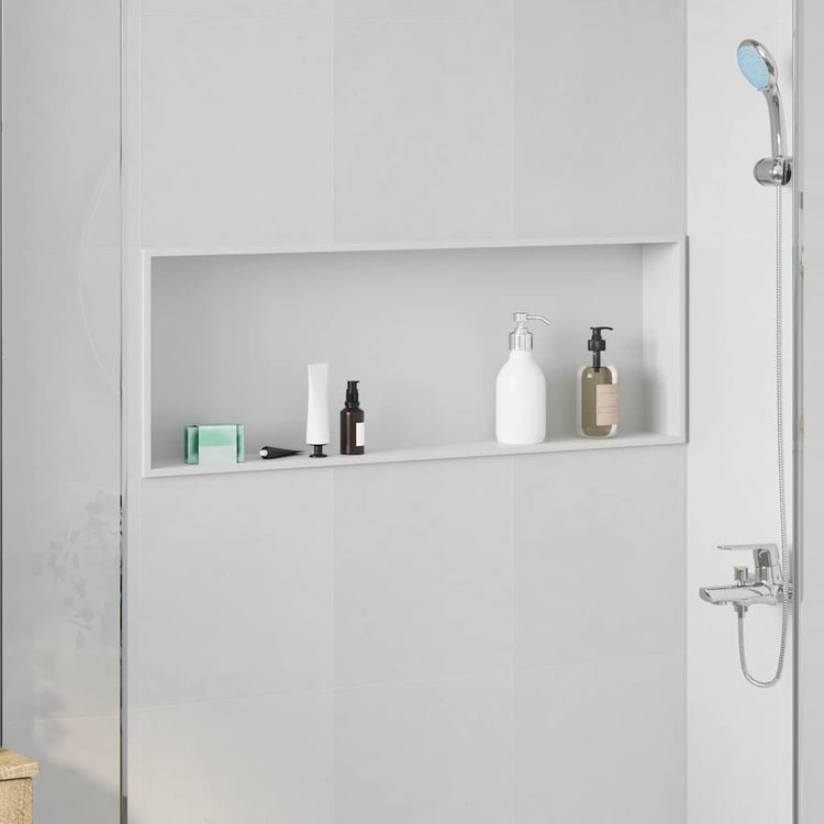 VidaXL Duschnische weiß 90 x 30 x 9,5 cm Edelstahl