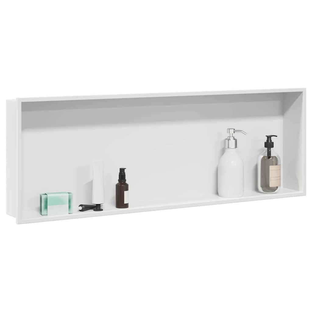 VidaXL Duschnische weiß 90 x 30 x 9,5 cm Edelstahl