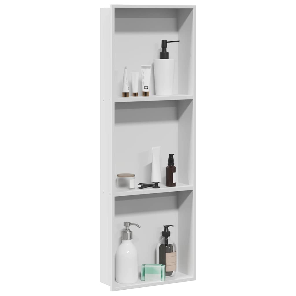 VidaXL Duschnische weiß 90 x 30 x 9,5 cm Edelstahl