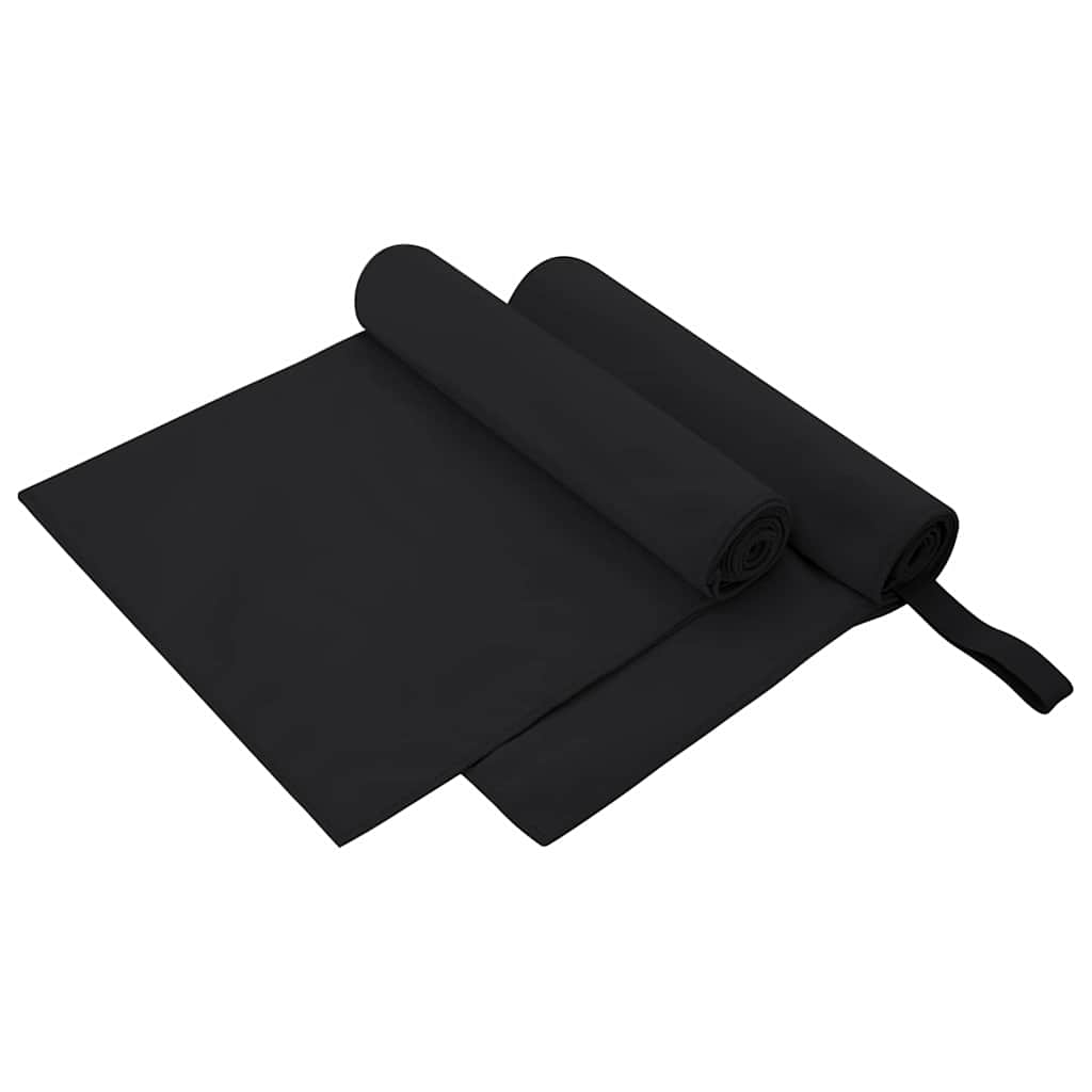 Vidaxx Sporthandtücher 2 Stück schwarz 100 x 50 cm Polyester und Polyamid